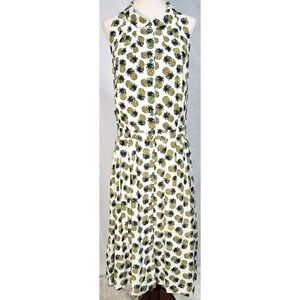 Modcloth Emily And Fin Retro A Line Dress Pineapple Rockabilly 50s Button Front